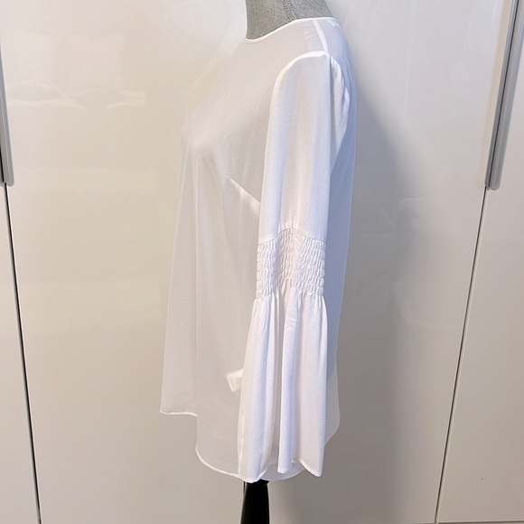 MICHAEL KORS NWOT Long Bell Smock Detail Sleeve White Blouse, Size M - Picture 3 of 11